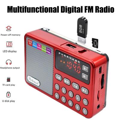 Mini-Digital-FM-Radio, tragbarer Lautsprecher, MP3-Player mit LED-Anzeige, unterstützt Ausschalten des Speichers, TF-Karte, U-Disk, Kopfhörerwiedergabe