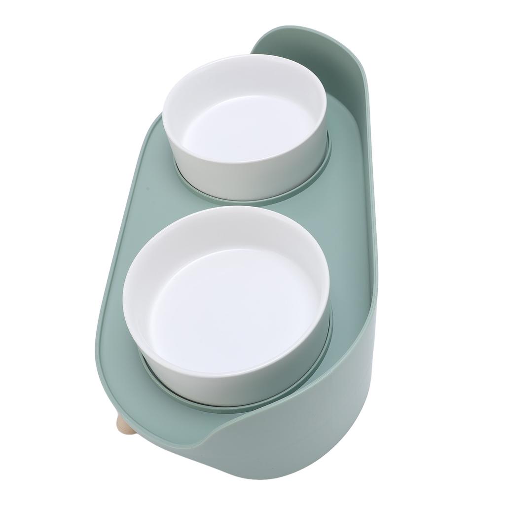 Raised Ceramic Cat Bowls with Stand Cervical Spine Protection Splash Proof Pet Food Water Bowl Set