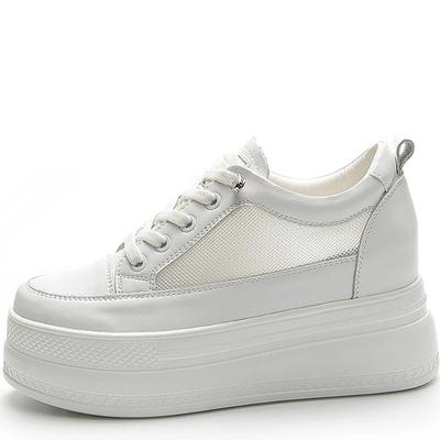 Femmes Plateforme Talon Haut Printemps Cuir Véritable Chaussures Femmes Hauteur de Talon 8cm Maille Creuse Tendance Chaussures Femmes Baskets Skateboard