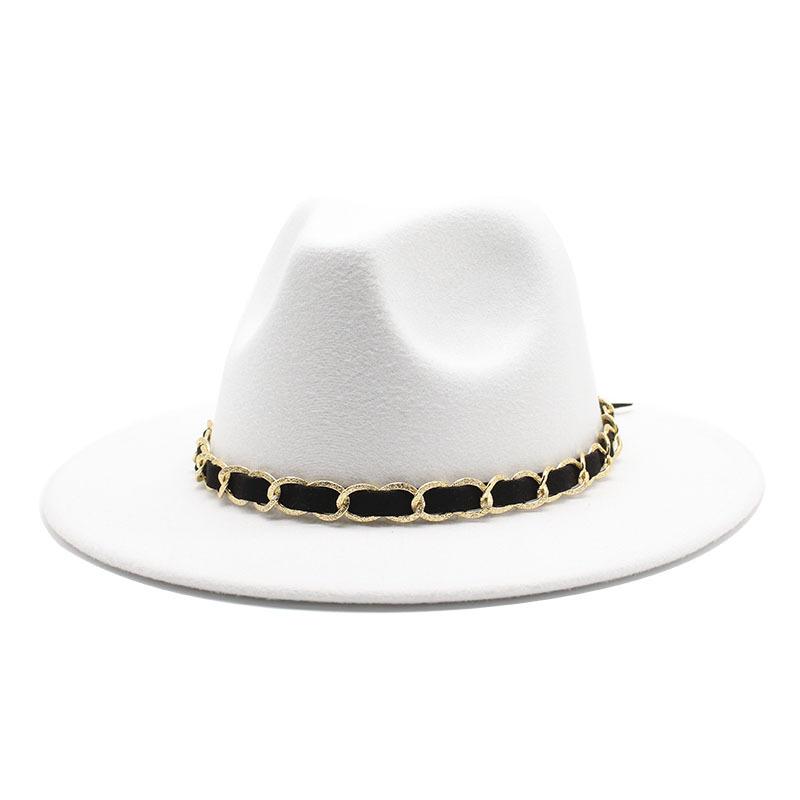 British Jazz Hat Men'S And Women'S Wool Hat Simple Felt Big Eave Hat Tide Flat Edge Hat
