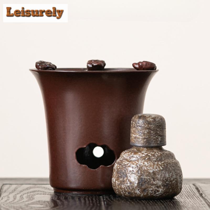 Ancient Persimmon Red Glazed Alcohol Stove For Tea Cooking Outdoor Camping Fire Roast Furnace Boiling Water Kettle Kungfu Teaset