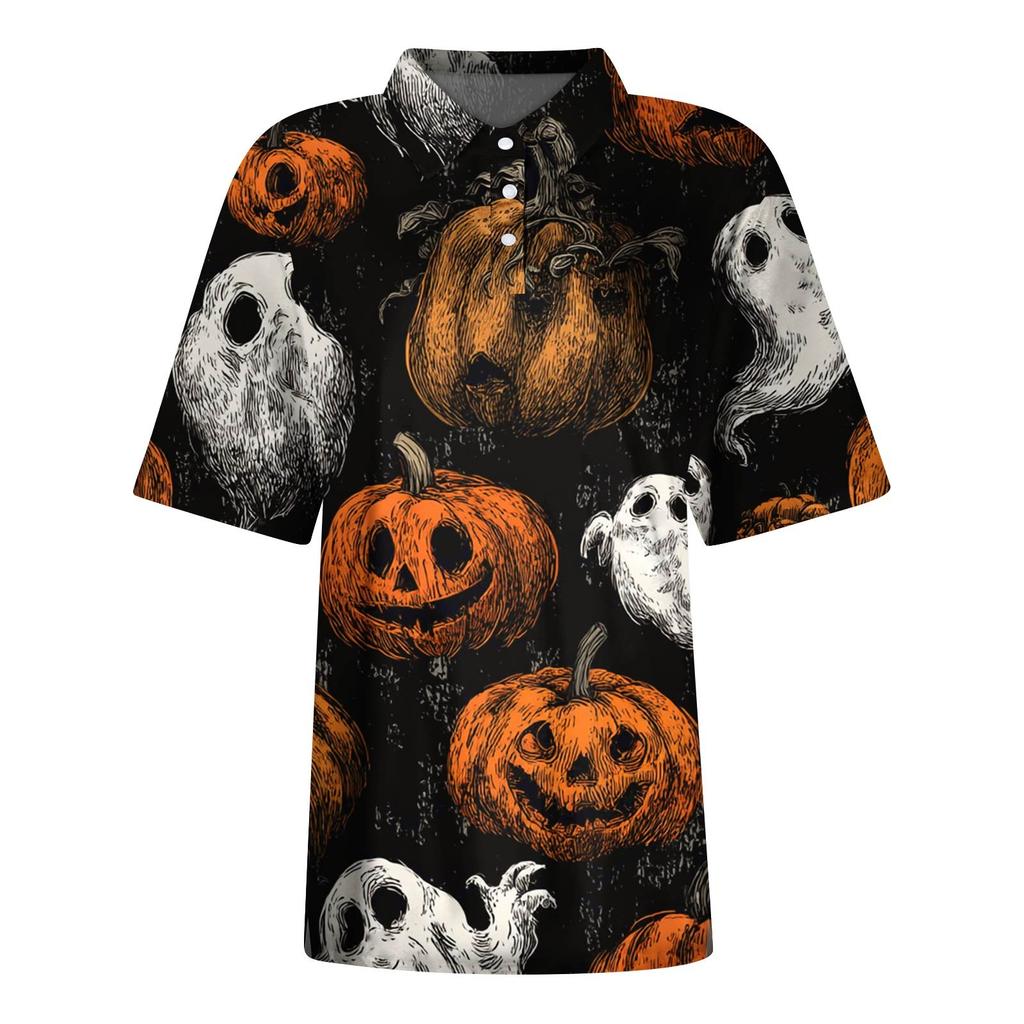 Dammode Casual Lapel kortärmad skjorta med tryckknappar för kvinnor