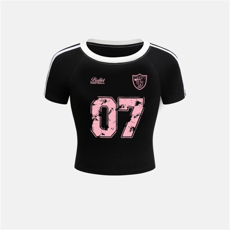 

Женская спортивная футболка с коротким рукавом в стиле ретро, с лоскутным узором из трех полос Large чёрный