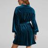 Women's Fashion Long Sleeve Color Pocket Canary Velvet Dress