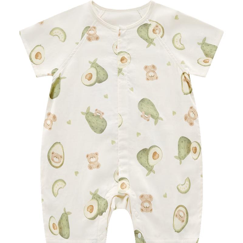 Unisex Baby Summer Thin Short-Sleeve Full-Open Romper 66
