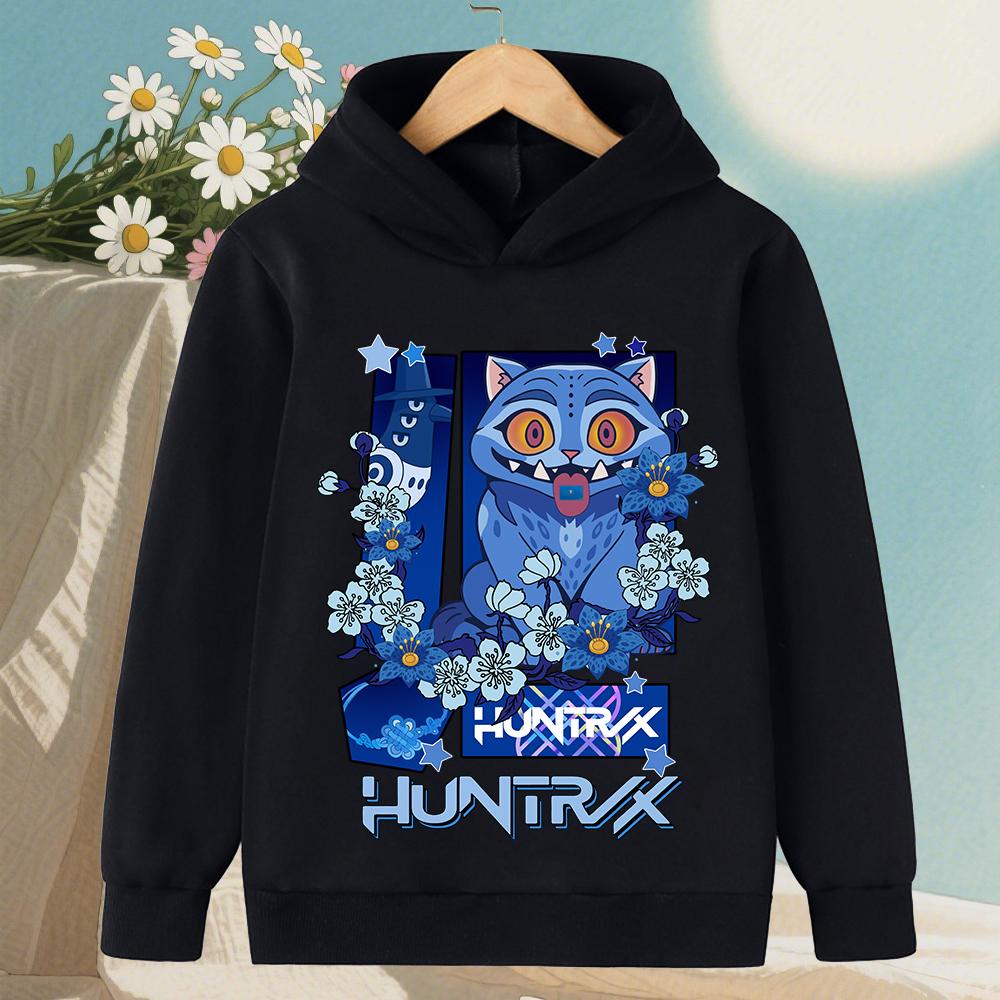 KPop Demon Hunter Rumi Cartoon Girls Boy Hooded Sweatshirt Warm Children's Korean Wave Fashion Casual Tops Casual Girls Clothing