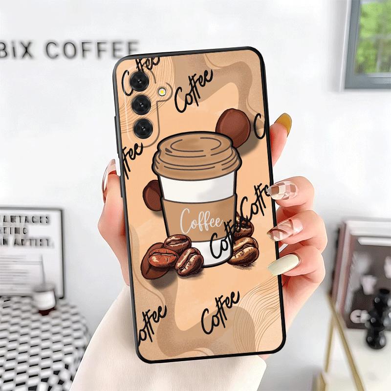 Black Coffee Fashion Style Soft Phone Case for Samsung A17 A37 A57 A16 A26 A36 A56 A15 A25 A35 A55 A14 A24 A34 A54 A13 A23 A33 A