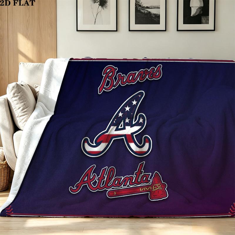 Atlanta Braves Print Flannel Blanket High Quality Warm Comfortable Cover for All Seasons Perfect for Gifts Home Decor