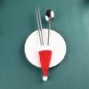 10PCS/Set Tableware Holder Red Santa Hat Spoon Fork Bags Christmas Hat Cutlery Bag Silverware