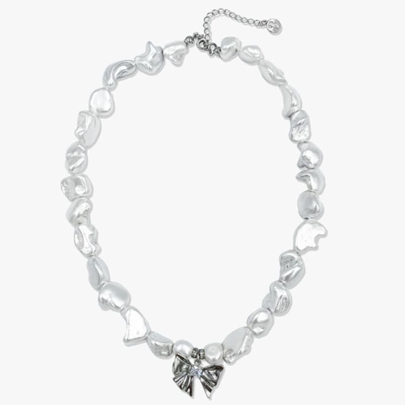 trimarch Pearl / Wonky necklace / Silver