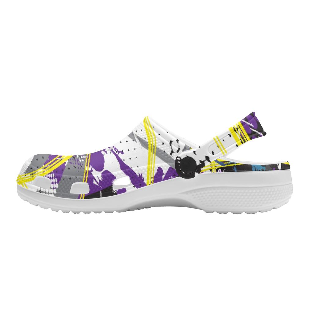 Printed EVA Slip On Clogs Unisex Lightweight Breathable Garden Shoes for Bathroom Beach Pool Home Summer Walking Garden Wear
