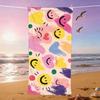 1pc of Mindful Painting Experience Theme Beach Towel, Smile Day Beach Towel, Soft, Absorbent, Quick-drying, Source of Happiness