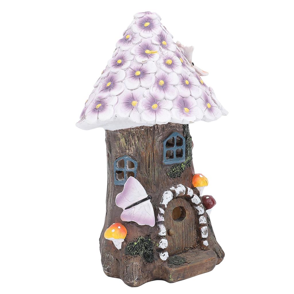 Flower House Statue Solar Light Yard Lawn Ornament Decoration Solar Mushroom House Statue Light for 