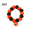 Stretchy Pet Collar Halloween Pom-Pom Collar, Cute Stretch Cat with Pumpkin Festive Bell, Soft Black Orange Pom-Poms for Cats Small Dogs Plush Pom-pom