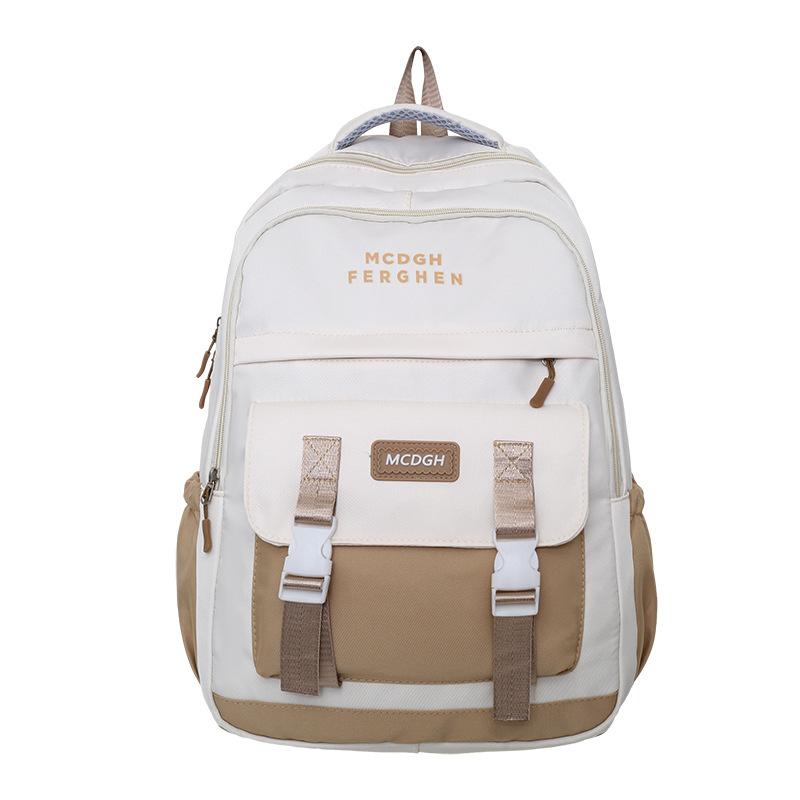 New high-value backpack, light and cute, large-capacity contrasting color and simple student backpack for junior high school and high school students
