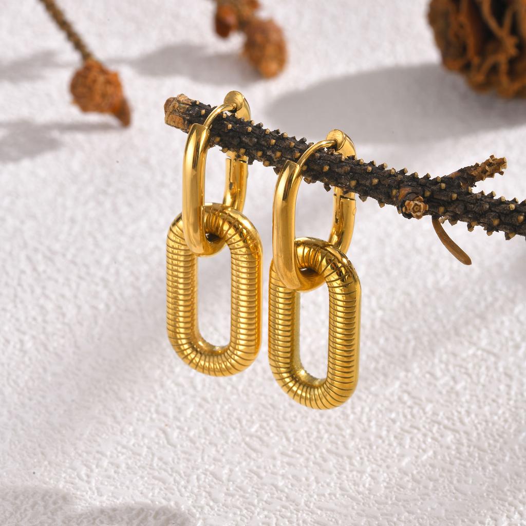Paperclip Oval Drop Dangle Earrings, Stainless Steel Chain Chunky Loop Hoop Earrings for Women,Trendy Geometric Jewelry Gift