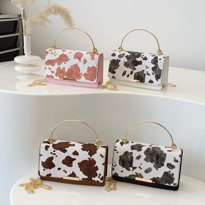 Women PU Leather Small Handbag Cow Print Crossbody Shoulder Bag for Work Daily Shopping Travel Phone Purse