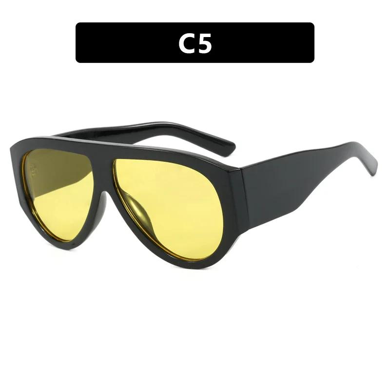 New Large Size Pilot Sunglasses For Women Fashion Large Frame Luxury Gradient One-Piece Classic Retro Thick Sun Glasses