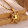 Gold Color Sunburst Cubic Zirconia Pendant Necklace Shiny Sun Charm Chain For Women Bohemian Jewelry Vintage 2026 Her Gift