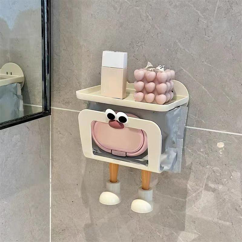 Cute Cartoon Wet Wipes Box Bathroom Wall Mounted Drawer Box Milk Oil Fan Miscellaneous Items Wet Wipes Hand Wipes Storage