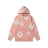 Autumn Men Black Floral Print Hooded Casual Sweatshirt Hoodie
