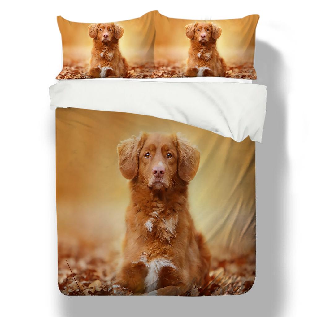 Sada povlečení s 3D vzorem pro domácí mazlíčky Domácí Ložnice Povlak na polštář Povlečení pro jednu/manželskou postel Dekorativní ložní souprava pro 2/3 ložnice