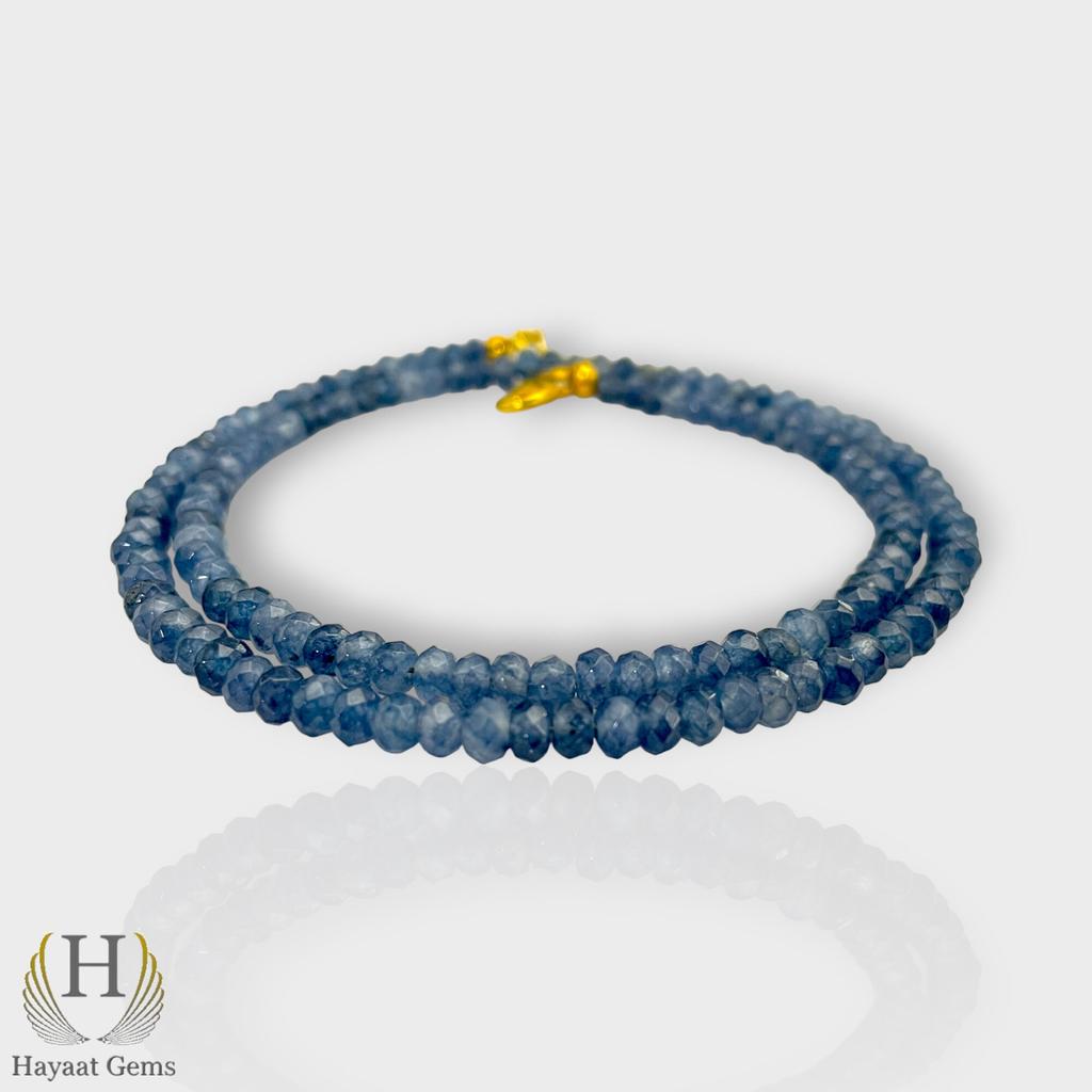 Blue Sapphire Rondelle Beaded Necklace | September Birthstone Jewelry