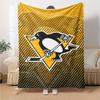 Pittsburgh Penguins Print Flannel Blanket High Quality Warm Comfortable Cover for All Seasons Perfect for Gifts Home Decor