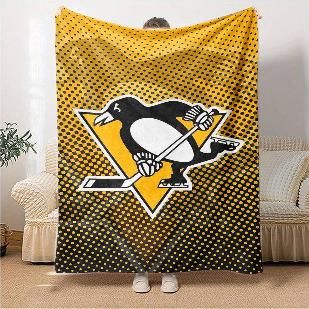 Pittsburgh Penguins Print Flannel Blanket High Quality Warm Comfortable Cover for All Seasons Perfect for Gifts Home Decor