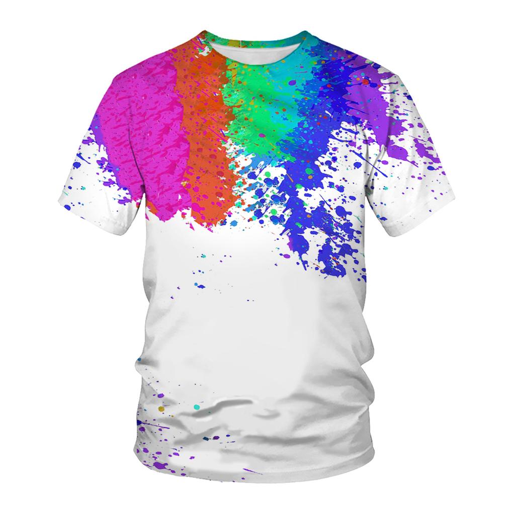 [Gesundheitstuch Sommer grenzüberschreitend heißer Verkauf Außenhandel 3D-Digitaldruck Tintenspritzer kurzärmeliges T-Shirt Fabrikquelle]