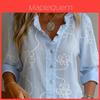 Basic Cotton Linen Blouse With Vneck And Puff Sleeves For Casual Women