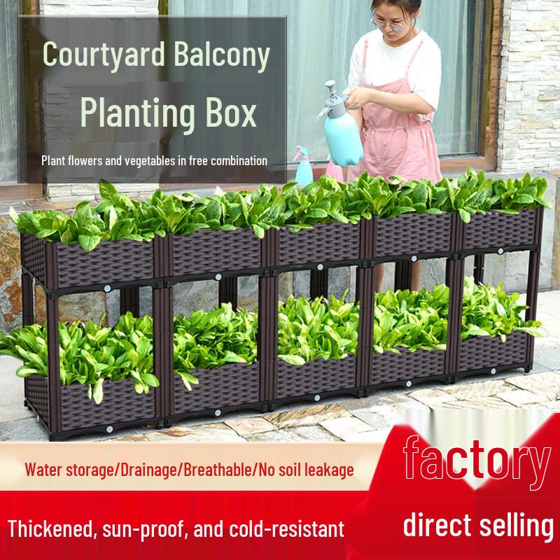 Double-Layer Outdoor Balcony Flower Planter Trough
