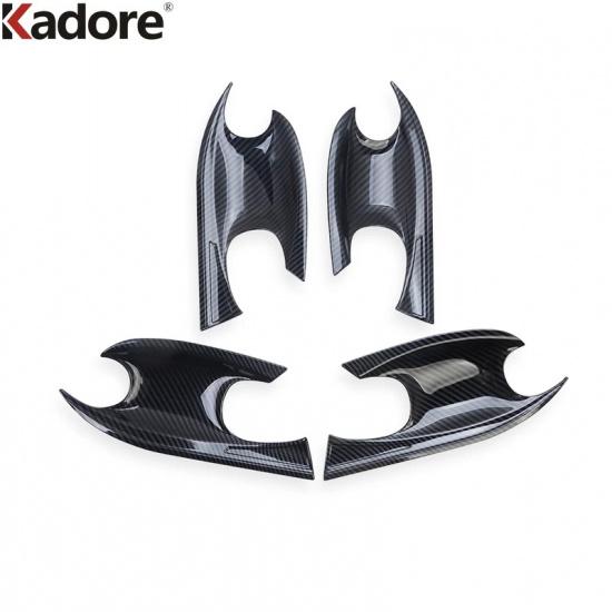 For Hyundai Santa Fe Carbon Fiber Door Handle Bowl Cover Trim Decoration Frame Car Styling Accessories 4pcs