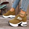 Alphabet Plus Size Wedge Sneakers 2025 Fall New Velcro Platform Casual Shoes