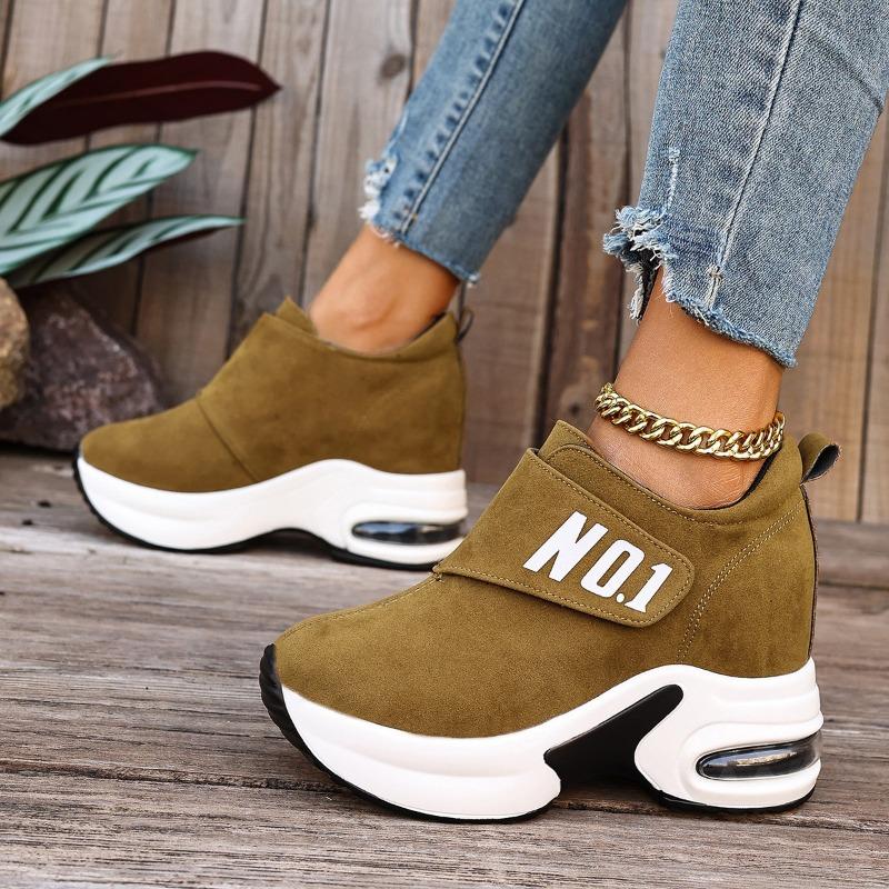 Alphabet Plus Size Wedge Sneakers 2025 Fall New Velcro Platform Casual Shoes