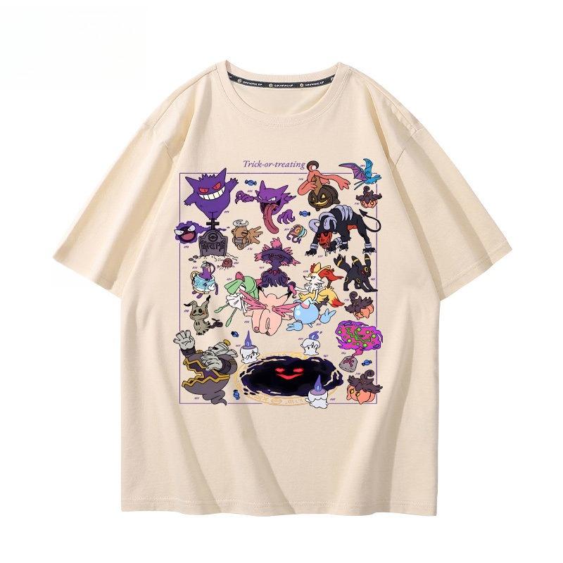 Pokémon Gengar Printing Tee 100 Cotton Tshirt Mens 2026 Summer Fashion Oversize Street Casual Y2K Tops Streetwear Clothing