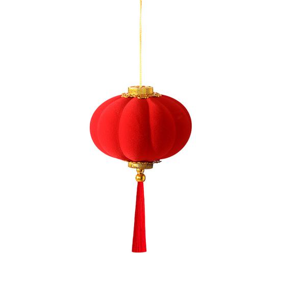 Flanell Kinesisk Nyårslampa Mini Röd Lyckobringande Hängande Lyktor med Tofs för Vårfestparty Bröllopsmaterial
