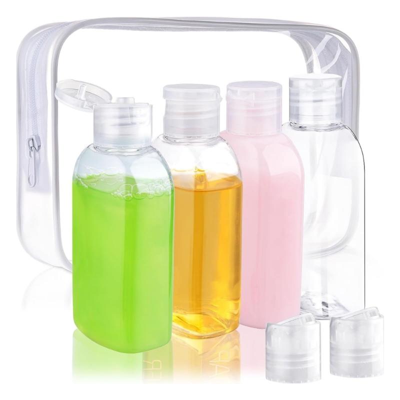 4 Pieces Travel Bottle Set 100ml Flip Caps Empty Dispenser for Cosmetic Transparent and Leak Proof Storage Bottles