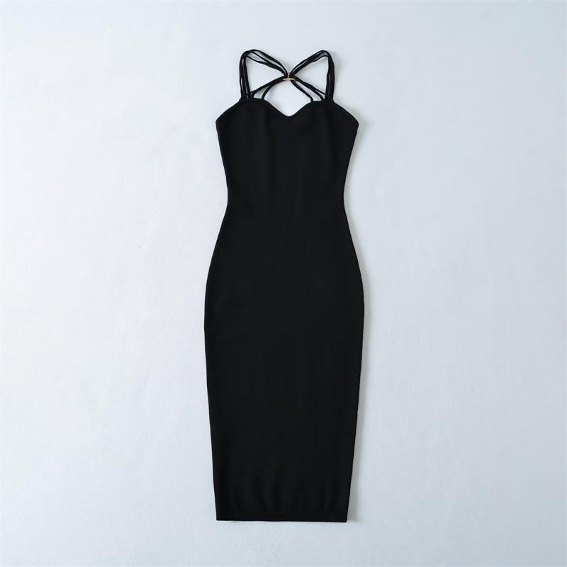 Women's Pure Desire Cross-Strap Knit Dress: Elegant Waist-Cinching, Slimming, Hip-Hugging Short Skirt
