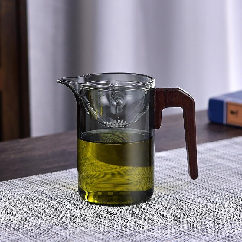 Household High Temperature Resistant Wood Handle Cup Tea Separation Type Tea Cup Glass High Borosilicate Glass Water Cup Tea Cup