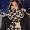 Korean Style Plaid Mohair Scarf - Women's Winter Imitation Cashmere Shawl