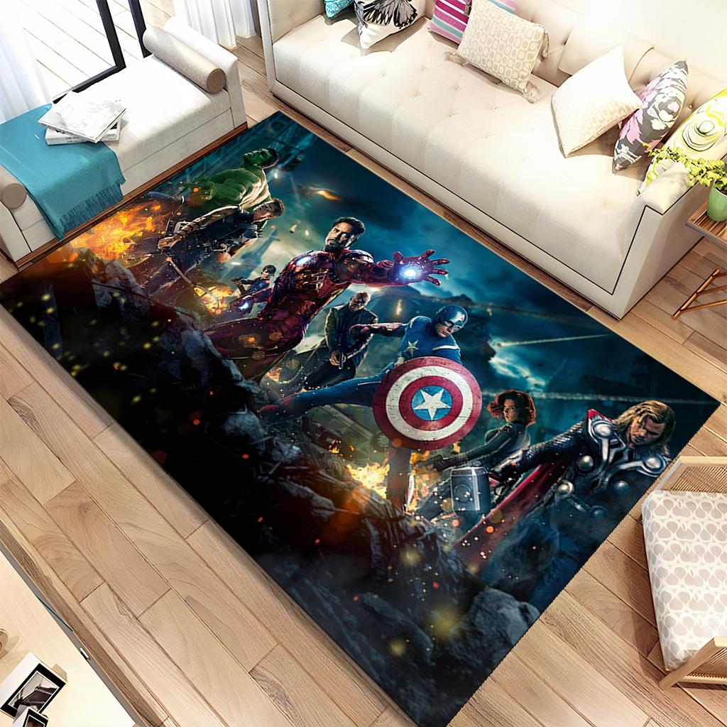 HD Cartoon Marvel Avengers Spiderman Teppich für Zuhause Wohnzimmer Schlafzimmer Sofa Fußmatte Dekor, Kinderteppich Rutschfeste Bodenmatte