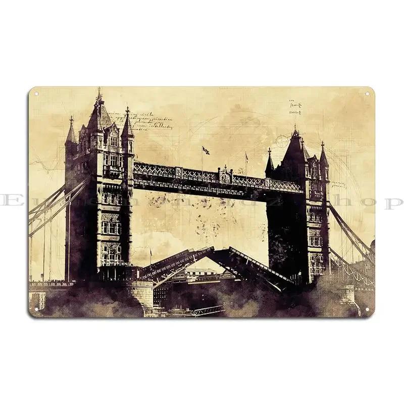 London Tower Bridge Metal Sign Home Decoration Bar Printing Sign Tin Sign Poster 20x30cm（7.8x11.8inch）