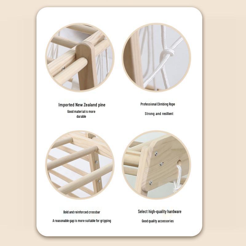 Indoor Wooden Climbing Frame & Slide Combo for Kids' Playroom