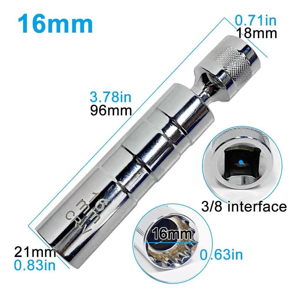Manșon magnetic universal pentru bujii, cu perete subțire, articulație universală 14/16mm, instrument auto de reparare pentru demontarea bujiilor