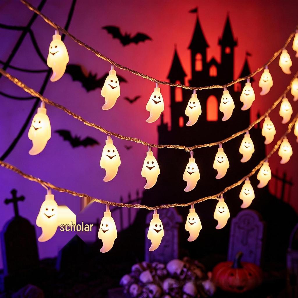 LED Pumpkin Lantern Halloween String Lights - Indoor Decorative Colored Lights for a Spooky Atmosphere