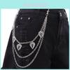 Hip Hop Feather Heart Multilayer Metal Waist Chain With Lobster Clasp For Men Women