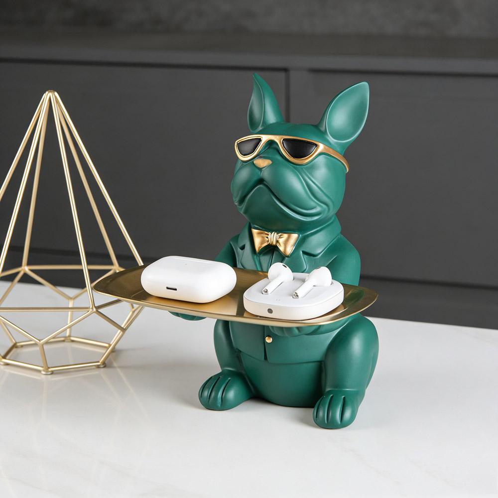 Multi Functional Bulldog Tray Animal Statue Creative Ornament Living Room Bedroom Miscellaneous Storage Home Decoration Gift