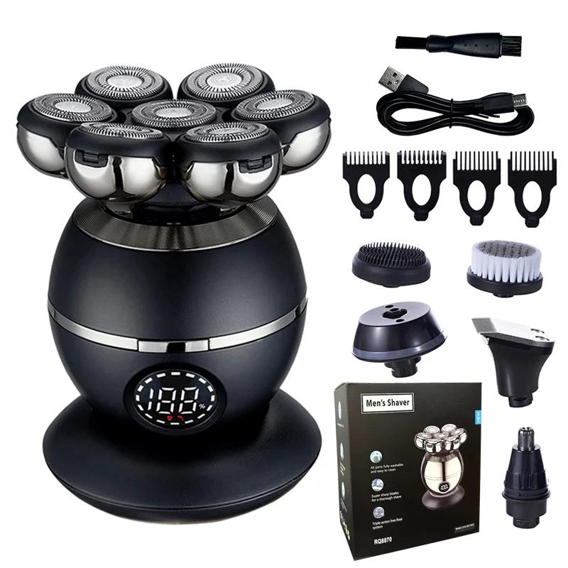 

Электробритва 7D плавающая режущая головка база зарядка портативный мужской триммер для бороды машинка для стрижки перезаряжаемая лысая головка электрическая бритва