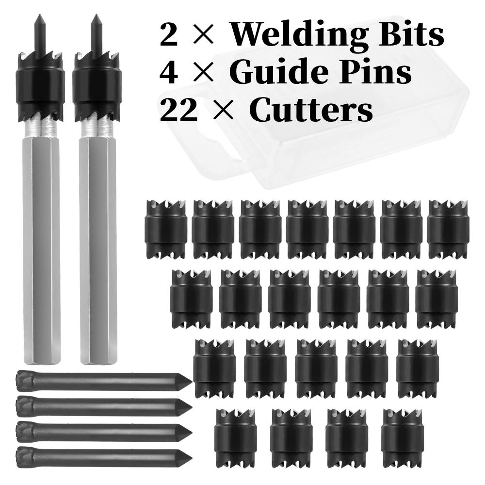 

28Pcs Spot Weld Cutter Set High Speed Steel Double Sided Spot Weld Remover Cutter Drill Bit 3/8inch Sturdy Welder Cut Rotary Kit
